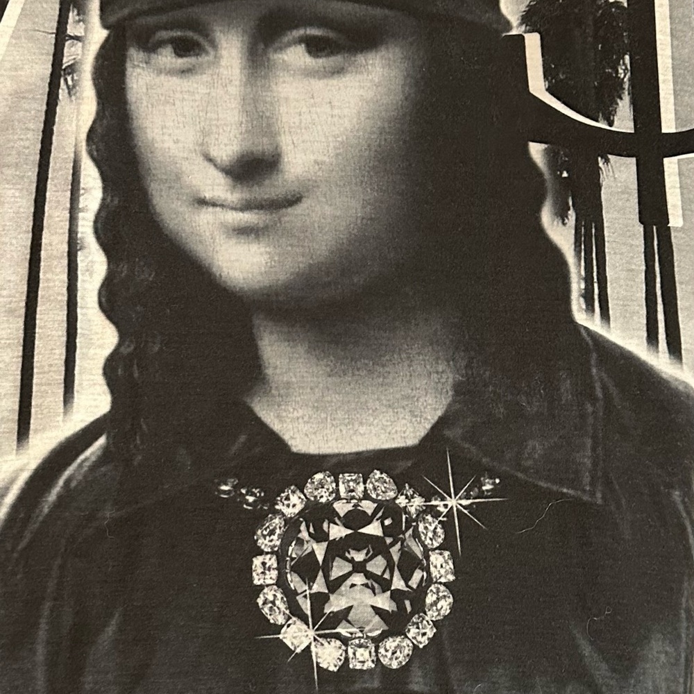 Mona Lisa Compton Black and Gray Graphic T-Shirt